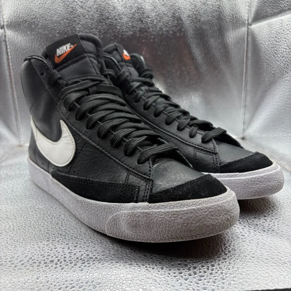 Size‎ 7Y Nike Blazer Mid Black White Kids Lace-Up Comfort Sneaker Shoes